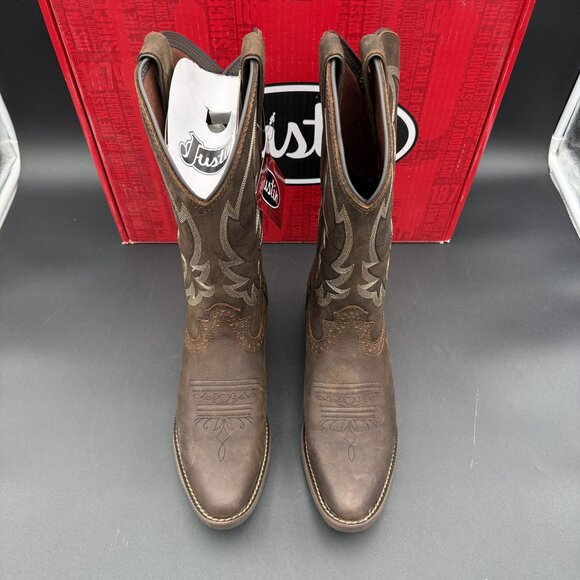 Justin Rosella Western Boots Womens Chocolate 11B Round Toe Embroidered Cowboy - Picture 6 of 16